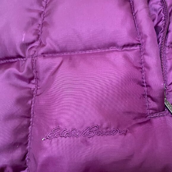 Eddie Bauer Womens Premium Goose Down Puffer Vest M Purple Adjustable Waist Warm - Picture 6 of 7